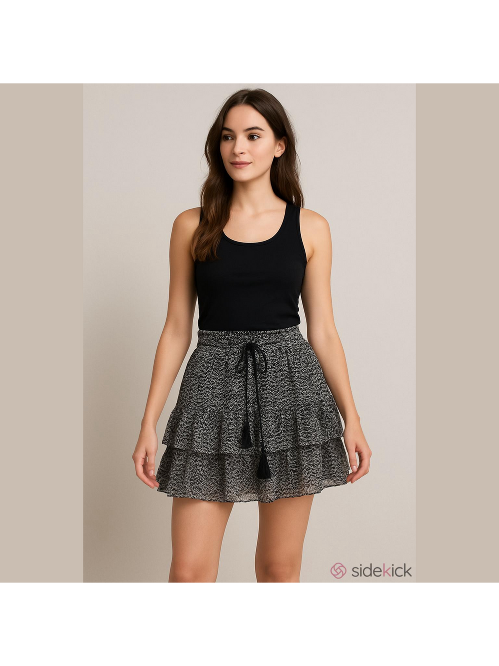 Rino&Pelle Zebra Chiffon Sheer Ruffle Skirt Women Small Y2K Grunge Luxury Dutch